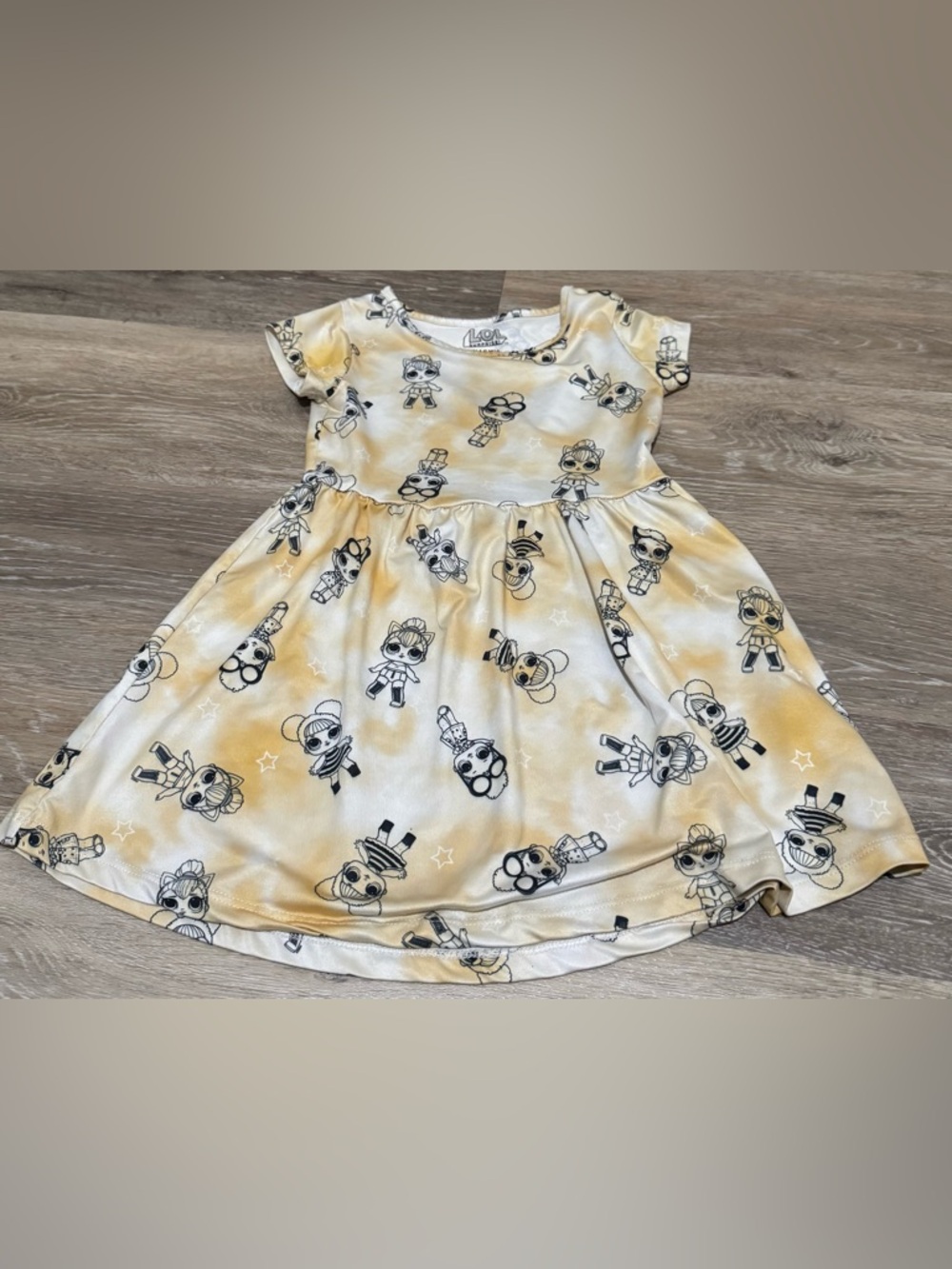 L.O.L. Surprise! Cream and Black Character Print Kids Dress
